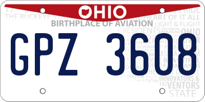 OH license plate GPZ3608