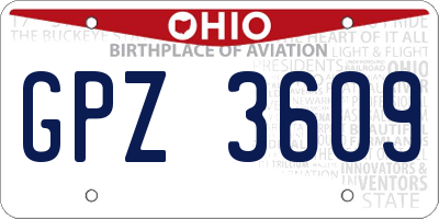 OH license plate GPZ3609