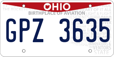 OH license plate GPZ3635