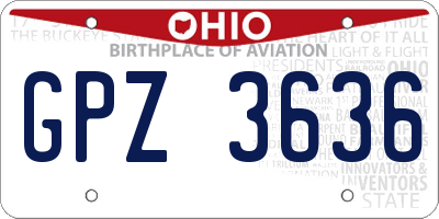 OH license plate GPZ3636