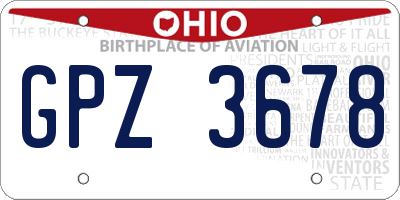 OH license plate GPZ3678