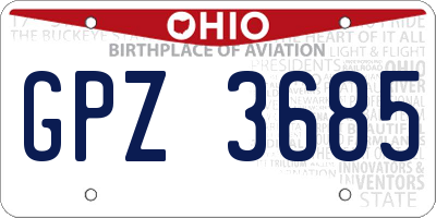 OH license plate GPZ3685