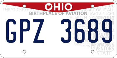 OH license plate GPZ3689