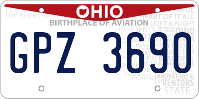 OH license plate GPZ3690