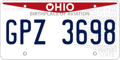 OH license plate GPZ3698