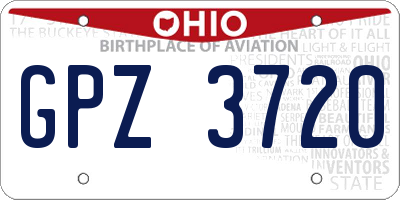 OH license plate GPZ3720