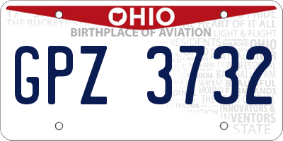 OH license plate GPZ3732