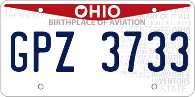 OH license plate GPZ3733