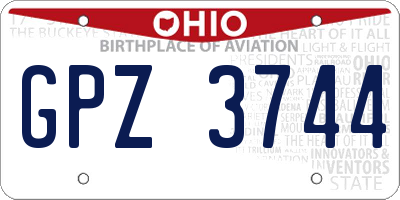 OH license plate GPZ3744