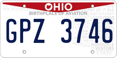 OH license plate GPZ3746