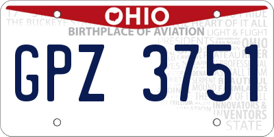 OH license plate GPZ3751