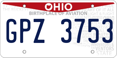 OH license plate GPZ3753