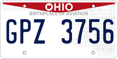 OH license plate GPZ3756