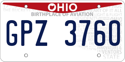 OH license plate GPZ3760