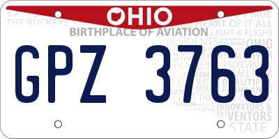 OH license plate GPZ3763