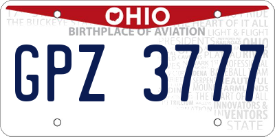OH license plate GPZ3777