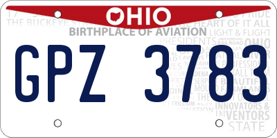 OH license plate GPZ3783