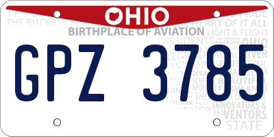 OH license plate GPZ3785