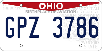 OH license plate GPZ3786