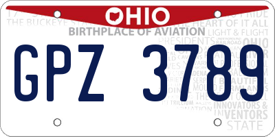 OH license plate GPZ3789