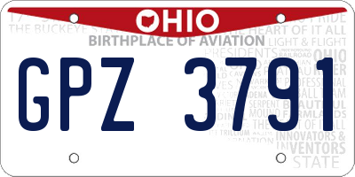 OH license plate GPZ3791