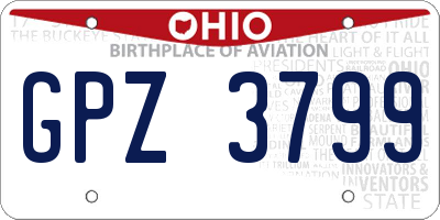OH license plate GPZ3799