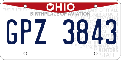 OH license plate GPZ3843