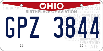 OH license plate GPZ3844