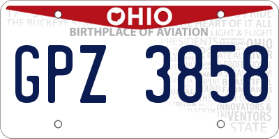 OH license plate GPZ3858