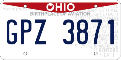 OH license plate GPZ3871