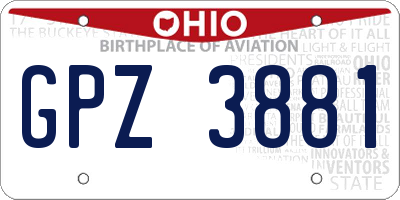 OH license plate GPZ3881