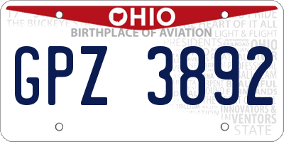 OH license plate GPZ3892