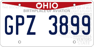 OH license plate GPZ3899