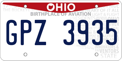 OH license plate GPZ3935