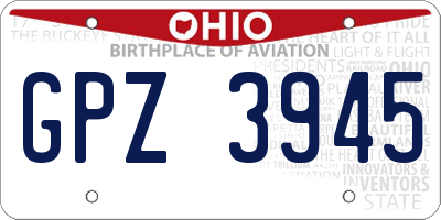 OH license plate GPZ3945