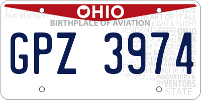OH license plate GPZ3974