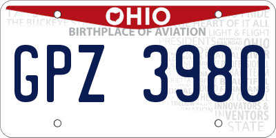 OH license plate GPZ3980