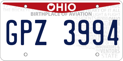 OH license plate GPZ3994
