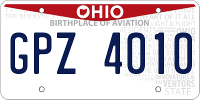 OH license plate GPZ4010