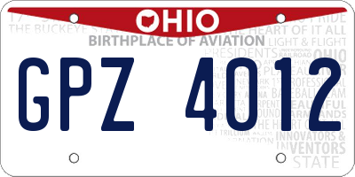 OH license plate GPZ4012
