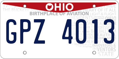 OH license plate GPZ4013