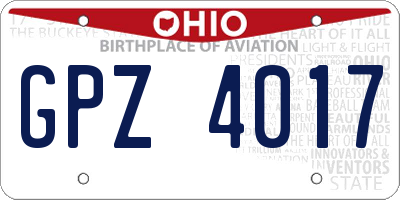 OH license plate GPZ4017