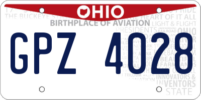 OH license plate GPZ4028