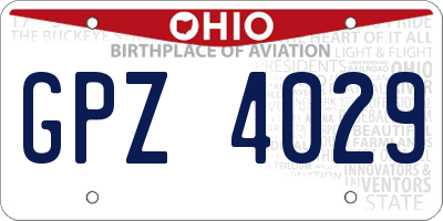 OH license plate GPZ4029