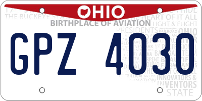 OH license plate GPZ4030