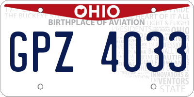 OH license plate GPZ4033