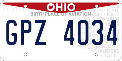 OH license plate GPZ4034