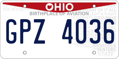 OH license plate GPZ4036