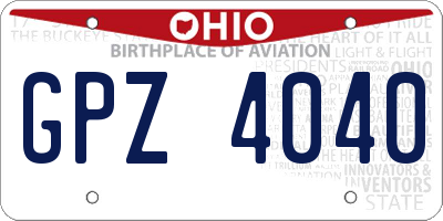 OH license plate GPZ4040