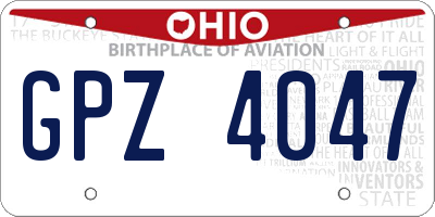 OH license plate GPZ4047